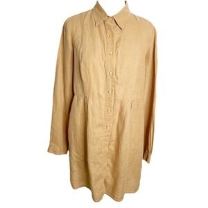 Shukr Tunic‎ Shirt Top Beige Linen Beach Resort Coastal XL